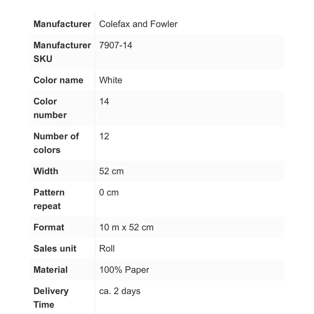 Colfax and Fowler Chartworth Hardwood Stripe 7907/14 White 20.5